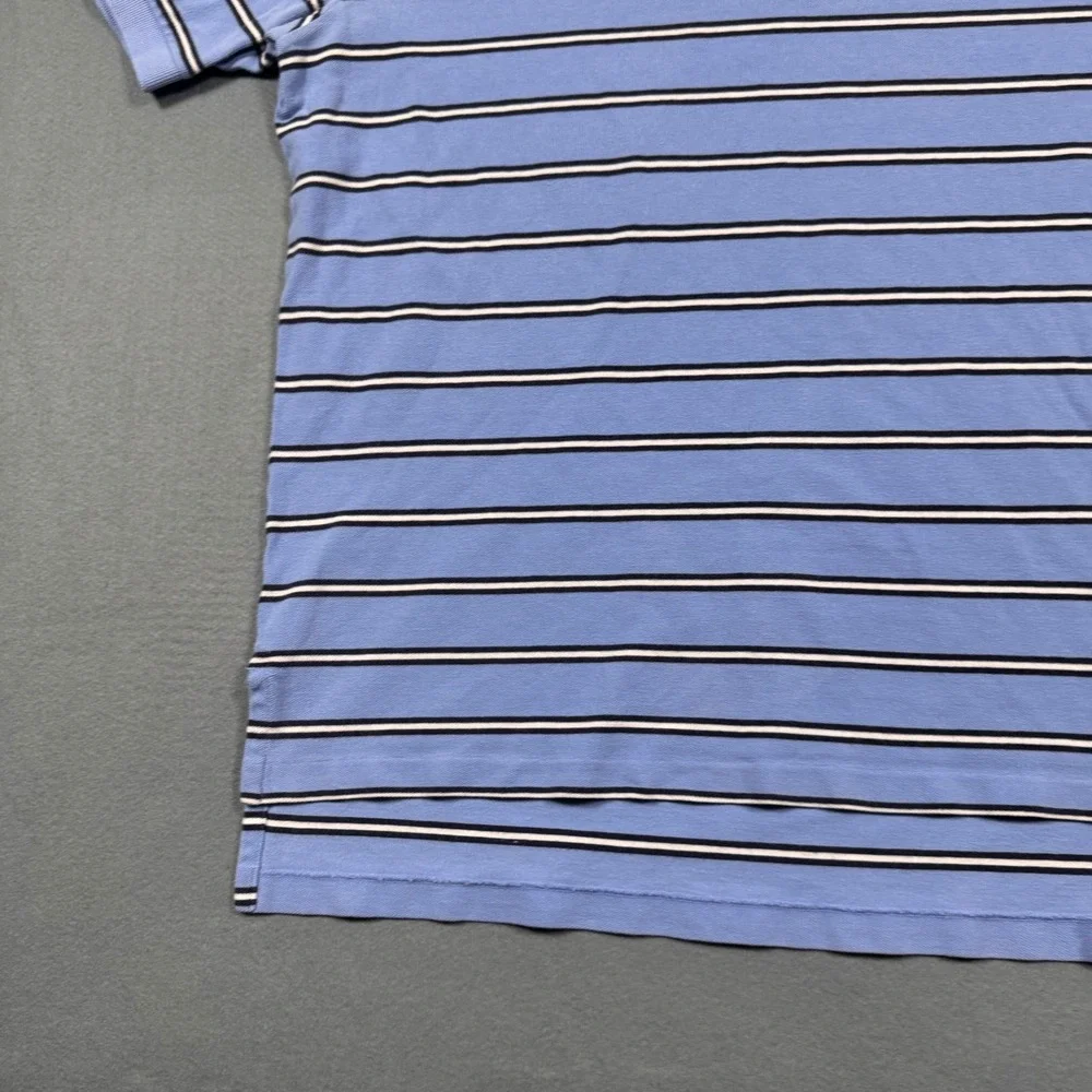 Polo Ralph Lauren Mens XL Blue Striped Short Sleeve Cotton Pique Polo Shirt